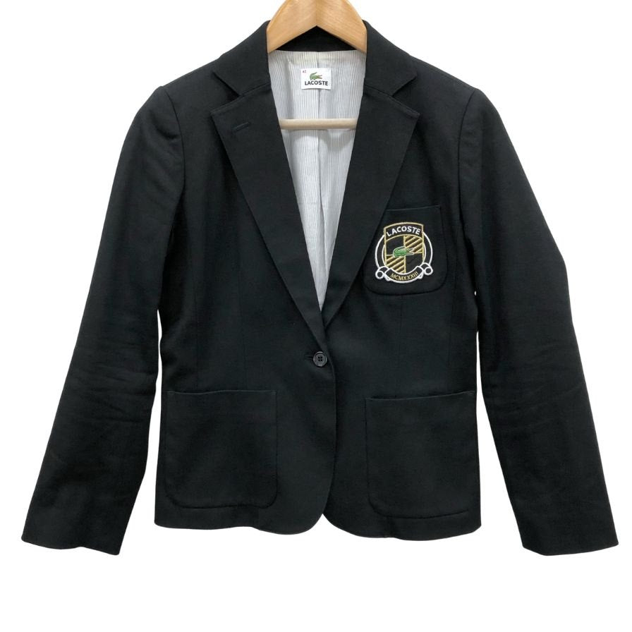 中古◆ラコステ ブレザー レディースサイズ42 ブラック LACOSTE 【AFB50】