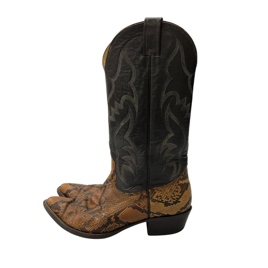 ノコナ ブーツ ウエスタンブーツ パイソン&レザーコンビ メンズ サイズ7.5 ブラウン&ブラック NOCONA BOOTS 約26.5cm【AFC31】