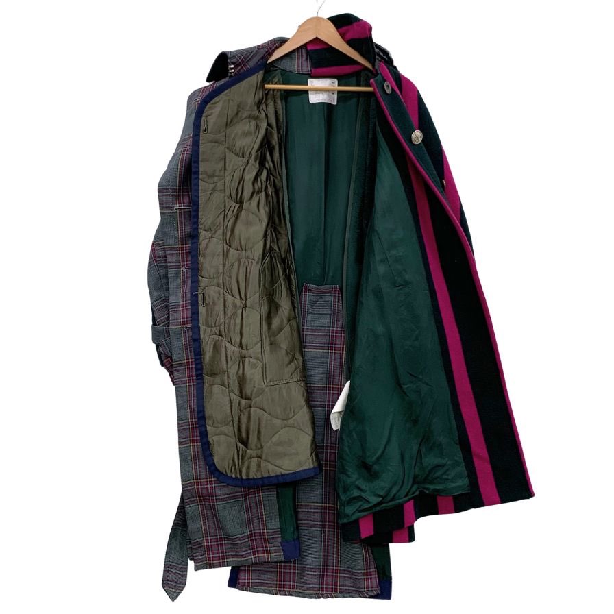 極美品◆サカイ 18年製 異素材ドッキングロングコート レディース サイズ1 18-04154 マルチカラー sacai 【AFA19】