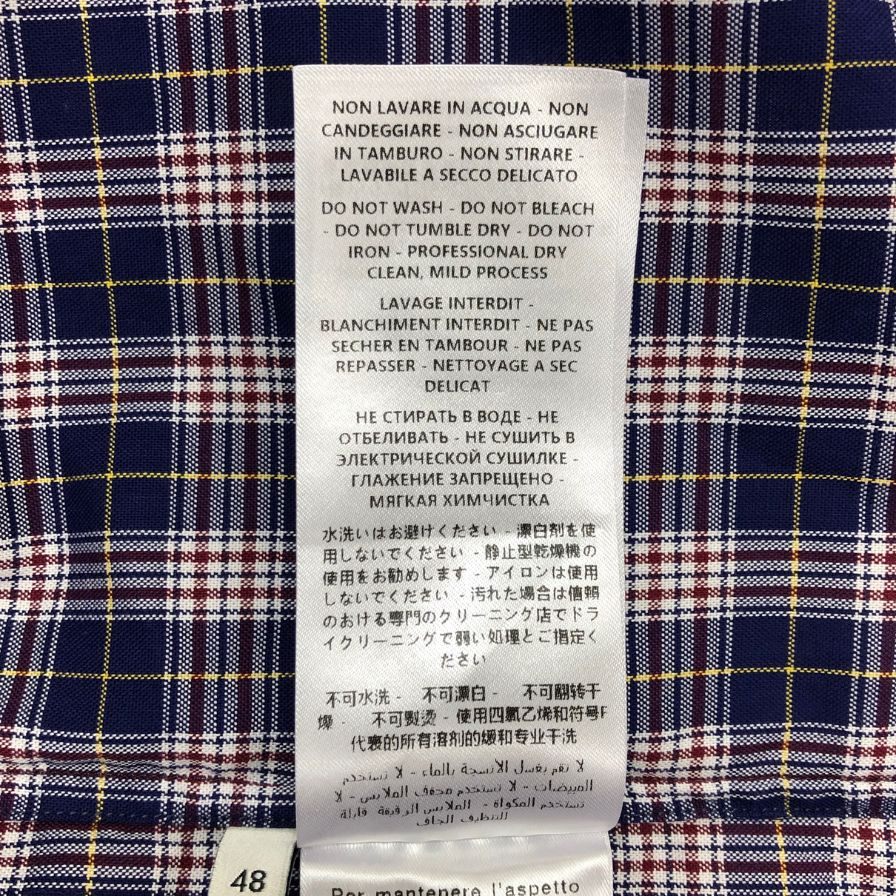 美品◆グッチ 18SS 半袖シャツ チェック メンズ サイズ48 ネイビー 557391 GUCCI 【AFB50】