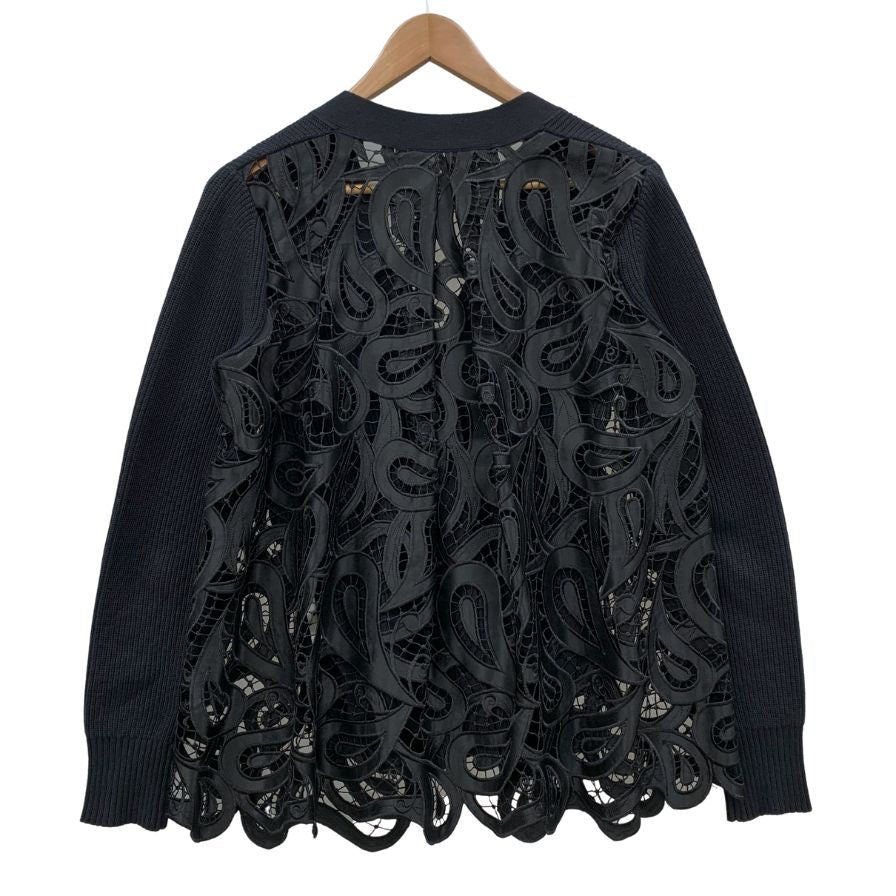 中古◆サカイ カーディガン レース切り替え ネイビー レディース サイズ不明 Sacai 【AFB49】