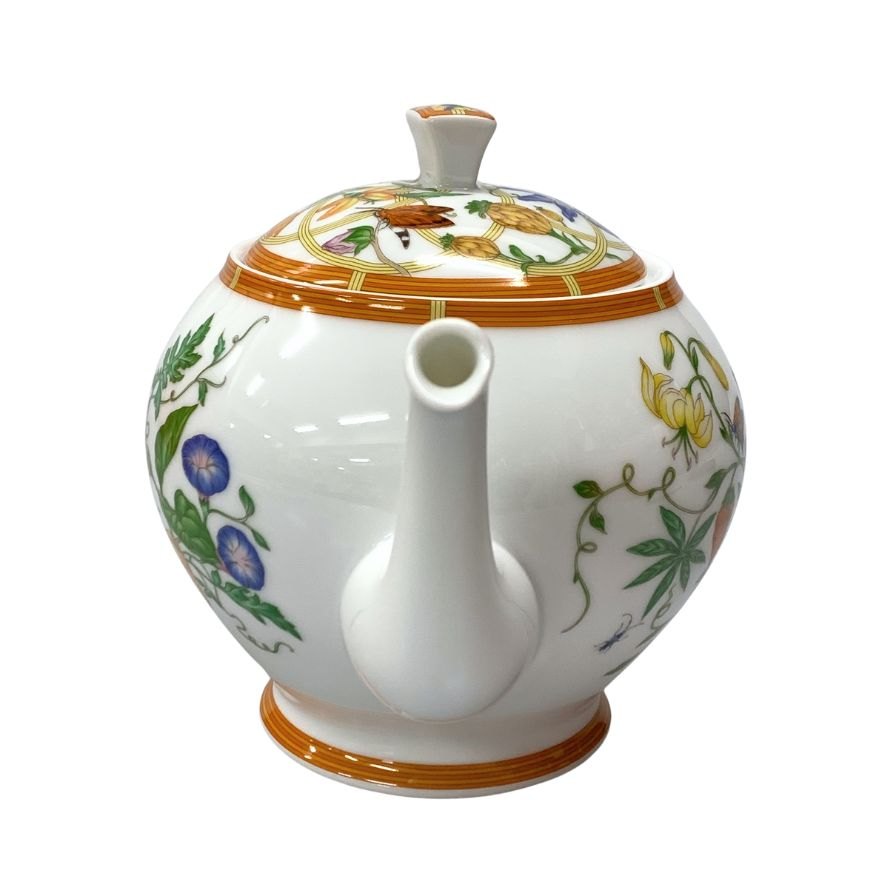エルメス シエスタ ポット 花柄 ホワイト HERMES【AFI28】【中古】