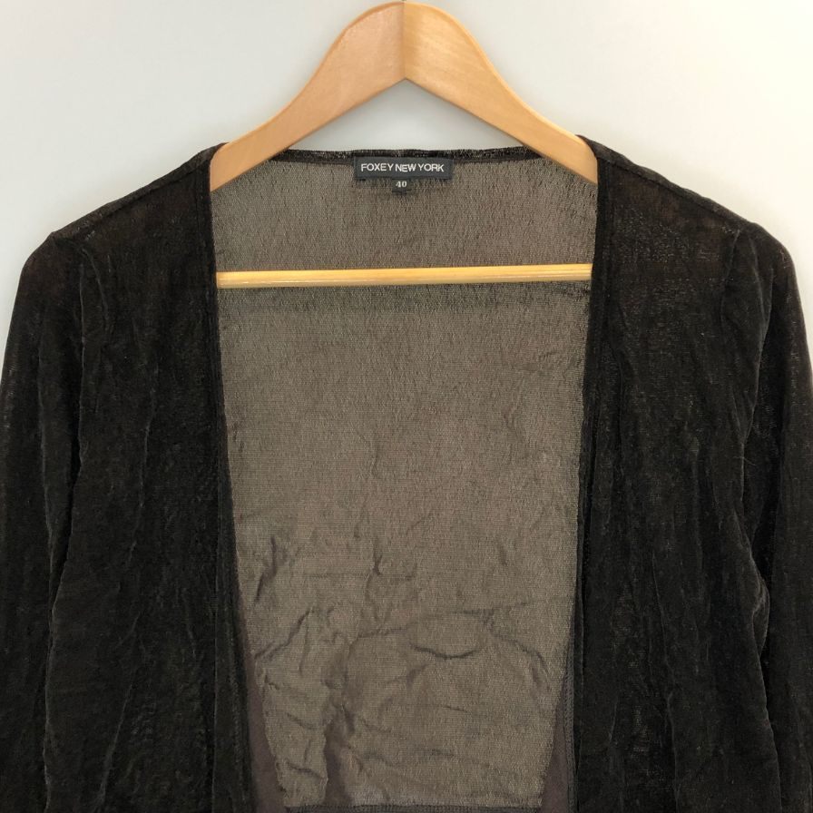 美品◆フォクシーニューヨーク フロッキーチュールボレロ 40サイズ ブラック レディース FOXEY NEWYORK 【AFB6】