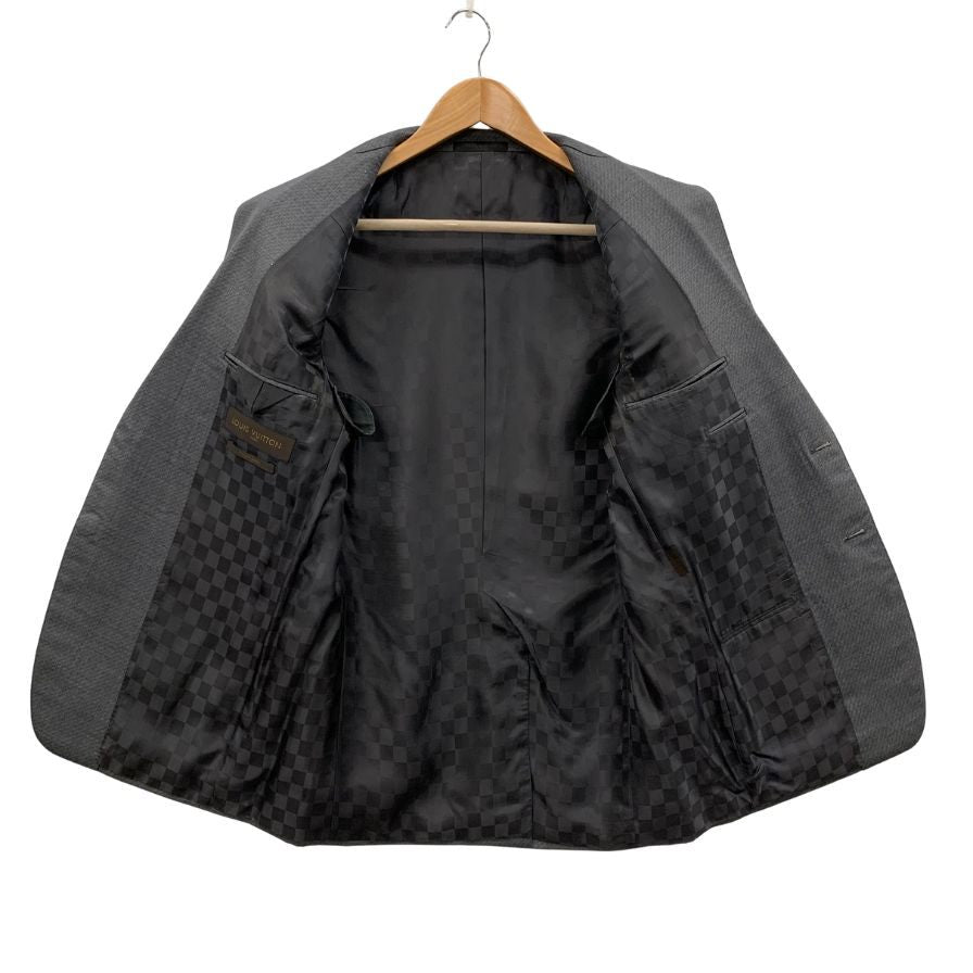 ルイヴィトン スーツ セットアップ 2Bシングル 本開き センターベント 裏地ダミエ ウール グレー メンズ サイズ52 VF0863 LOUIS VUITTON【AFA22】