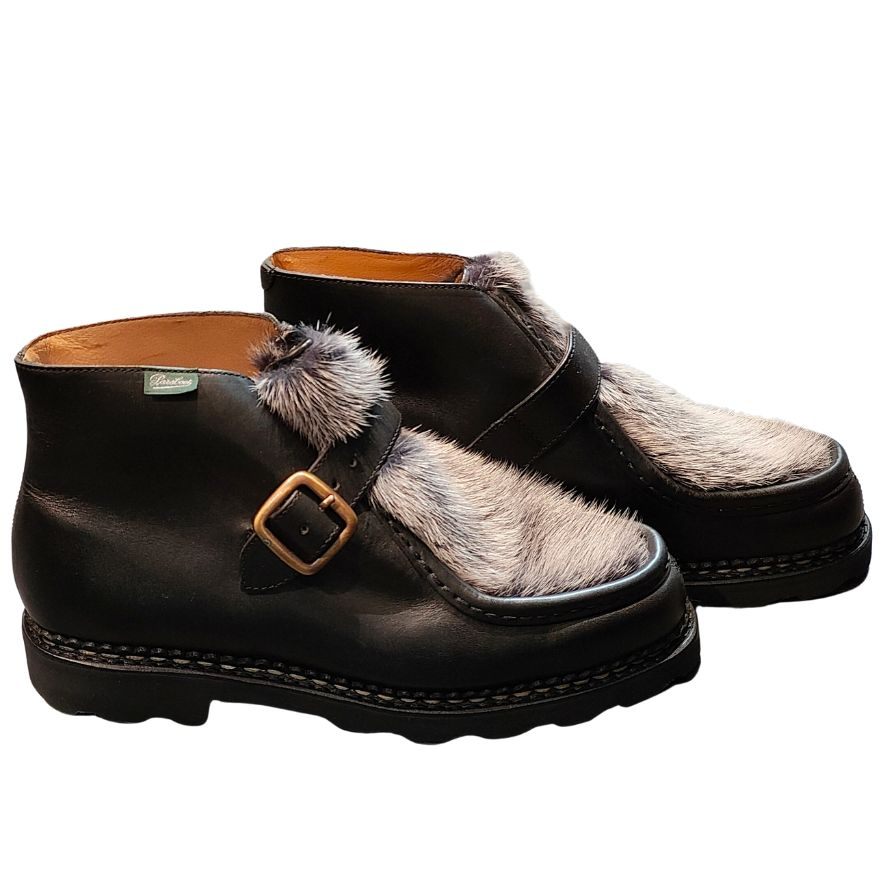 パラブーツ レザーシューズ モンクストラップ ブーツ ミリーブリッド ミンク ブラック メンズ サイズ41 PARABOOT MILLY BRIDE ブーツ 約25.5cm【LA】【中古】