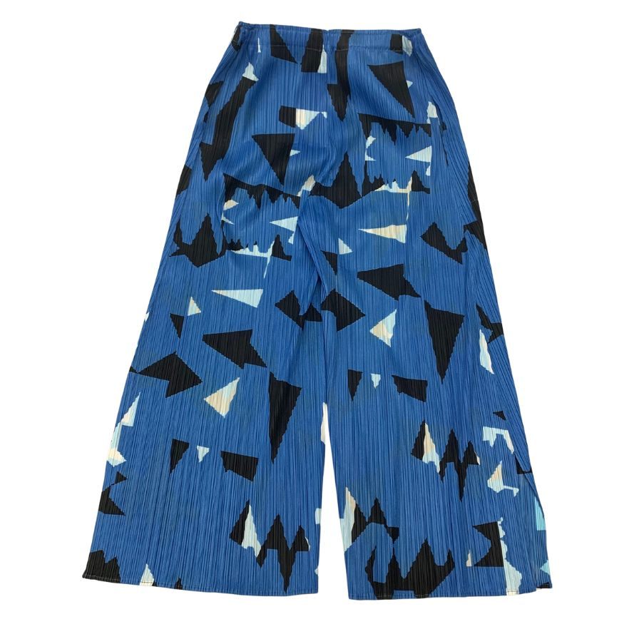 美品◆プリーツプリーズ イッセイミヤケ パンツ ブルー系 PP41-JF724 ポリエステル サイズ4 レディース PLEATS PLEASE ISSEY MIYAKE 【AFB46】