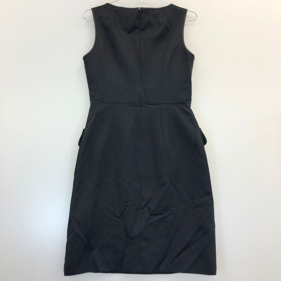 美品◆ルネ ワンピース ノースリーブ ポリエステル リボン デザイン ブラック レディース サイズ38 Rene 【AFB35】