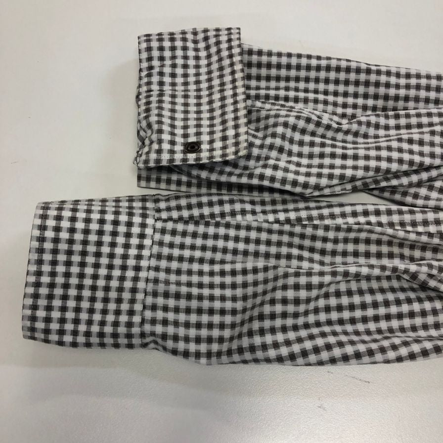 中古◆プラダ ギンガムチェックシャツ 長袖 ブラックホワイト メンズ サイズ48 PRADA 【AFB3】
