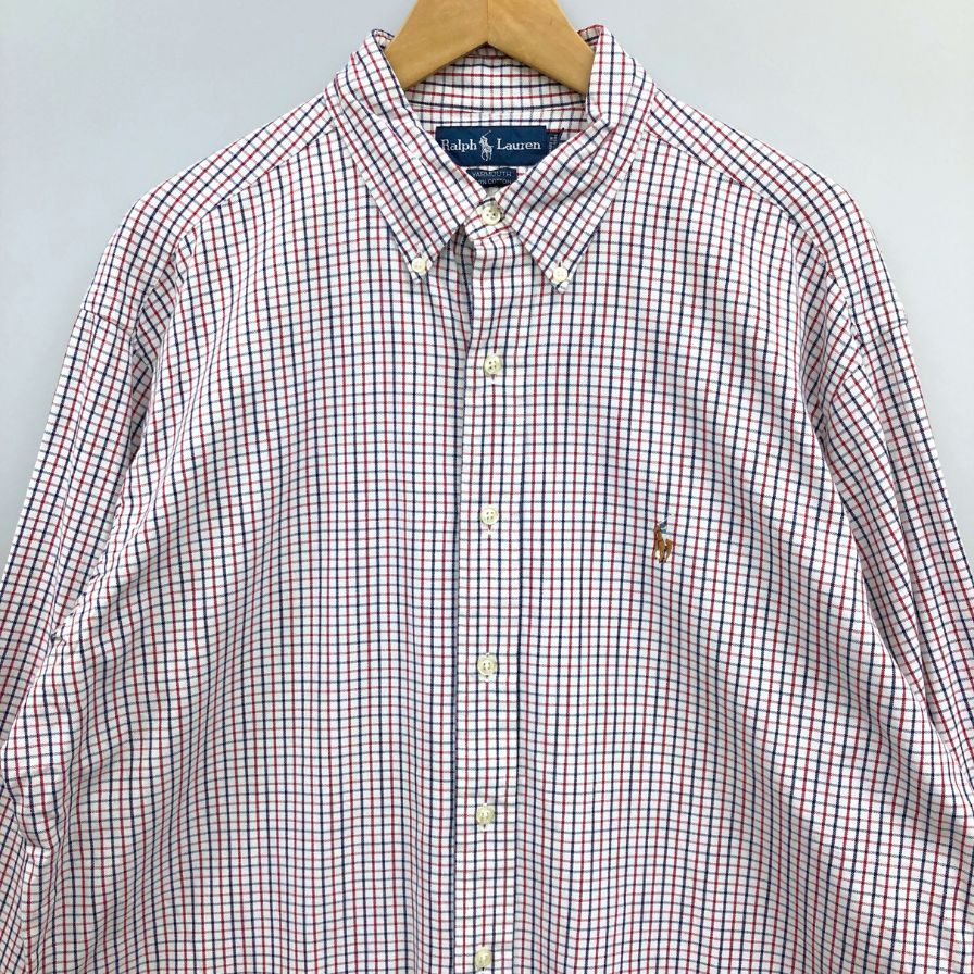 美品◆ラルフローレン 長袖シャツ ボタンダウン 胸刺繍 チェック メンズ サイズ16 1/2 RALPH LAUREN 【AFB17】
