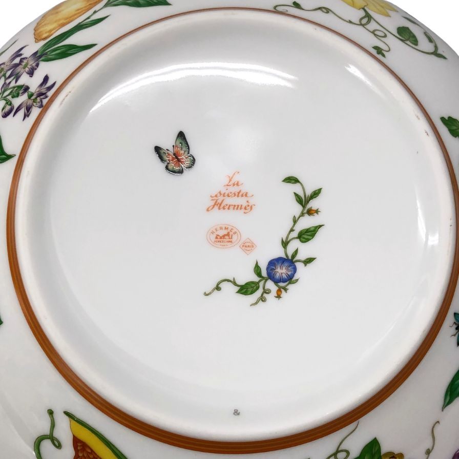 エルメス シエスタ ボウル 花柄 ホワイト 約25㎝ HERMES【AFI28】【中古】