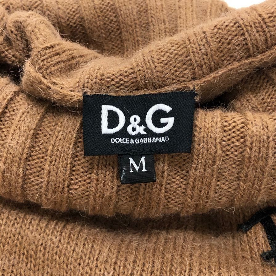 美品◆ドルチェ&ガッバーナ ニット タートルネック DG刺繍 アクリル レディース ブラウン サイズM DOLCE&GABBANA 【AFB11】