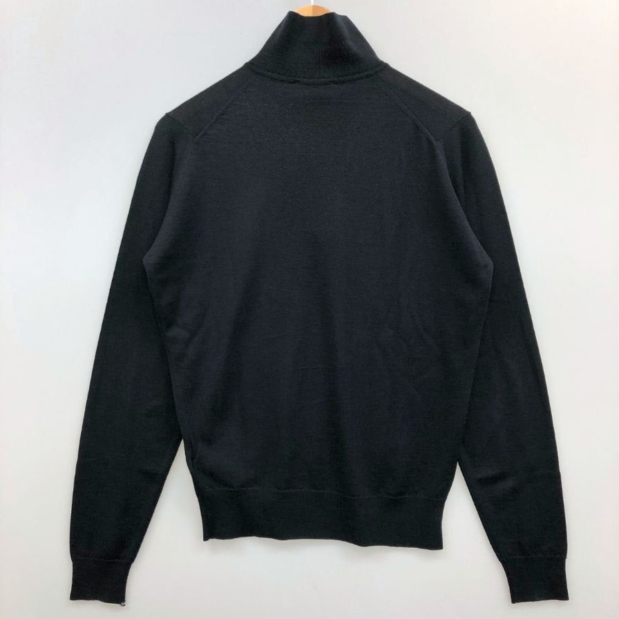美品◆ジョンスメドレー ポロシャツ 長袖 毛 リブ メンズ サイズS ブラック JohnSmedley 【AFB13】