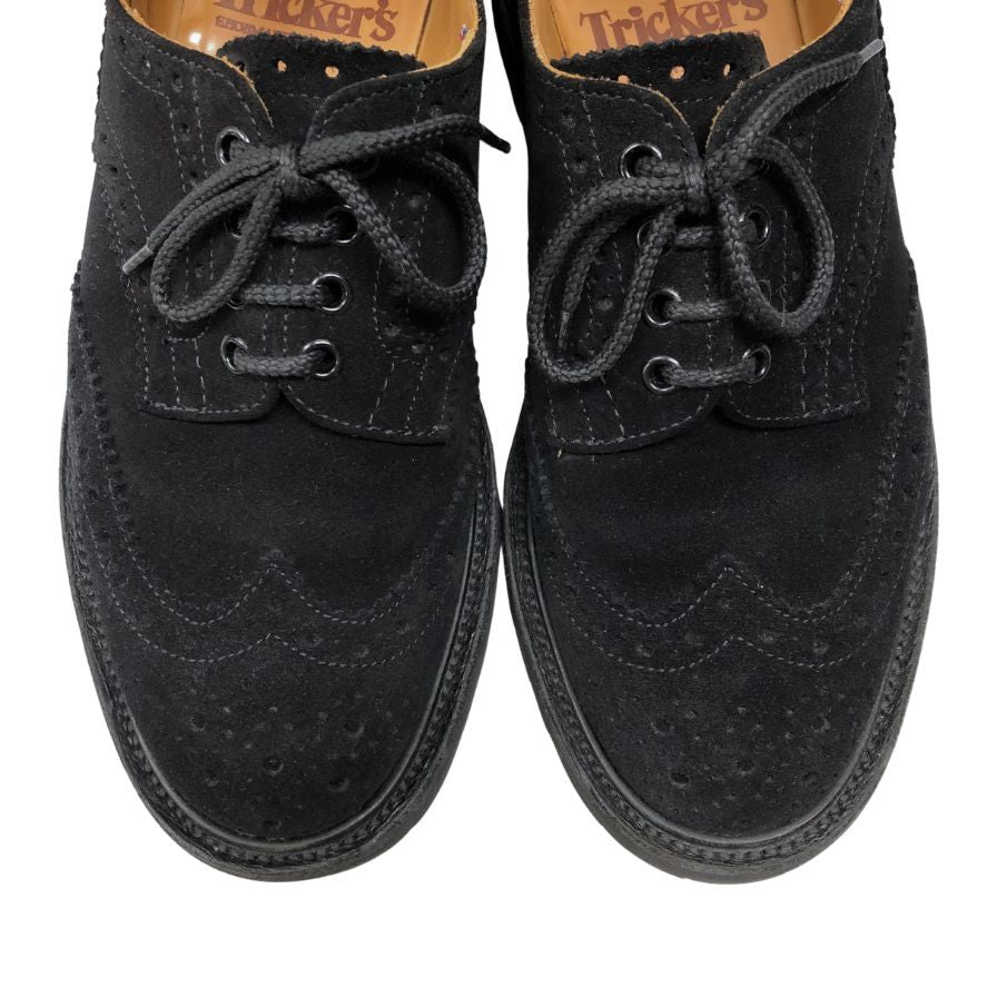 トリッカーズ レザーシューズ 5633 バートン スエード サイズUK7 ブラック Tricker`s ビジネスシューズ 約25.5cm【LA】【中古】