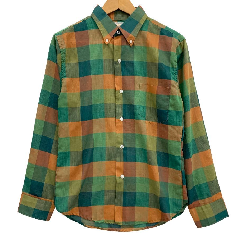 60s brent ブレント オープンカラーシャツ ビンテージ チェック 60s~70s BRENT』 オープンカラー レーヨン チェック シャツ USED