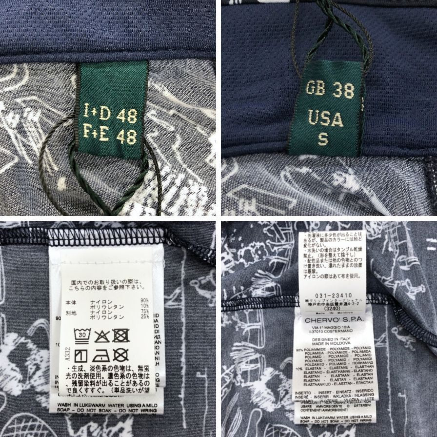新品同様◆シェルボ Tシャツ ロングスリーブ 総柄 ブラック系 メンズ サイズ48 CHERVO 【AFB5】