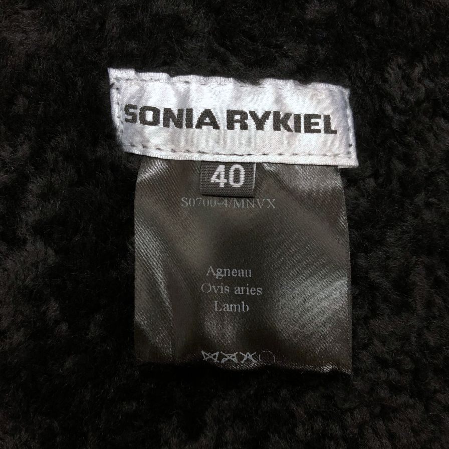 中古◆ソニアリキエル レザー フーディージャケット ムートン ラム革 レデイース サイズ40 ブラック SONIA RYKIEL 【AFB23】