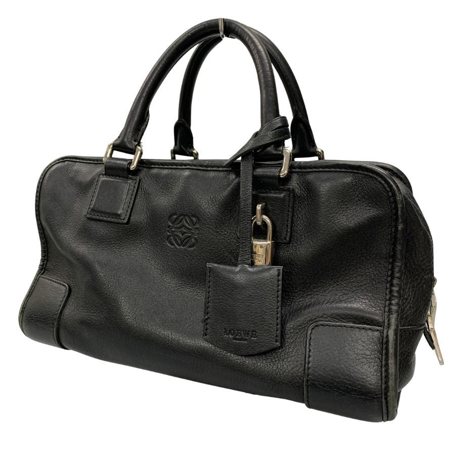ロエベ ハンドバッグ アマソナ28 アナグラム レザー 南京錠 レディース ブラック LOEWE【AFE2】