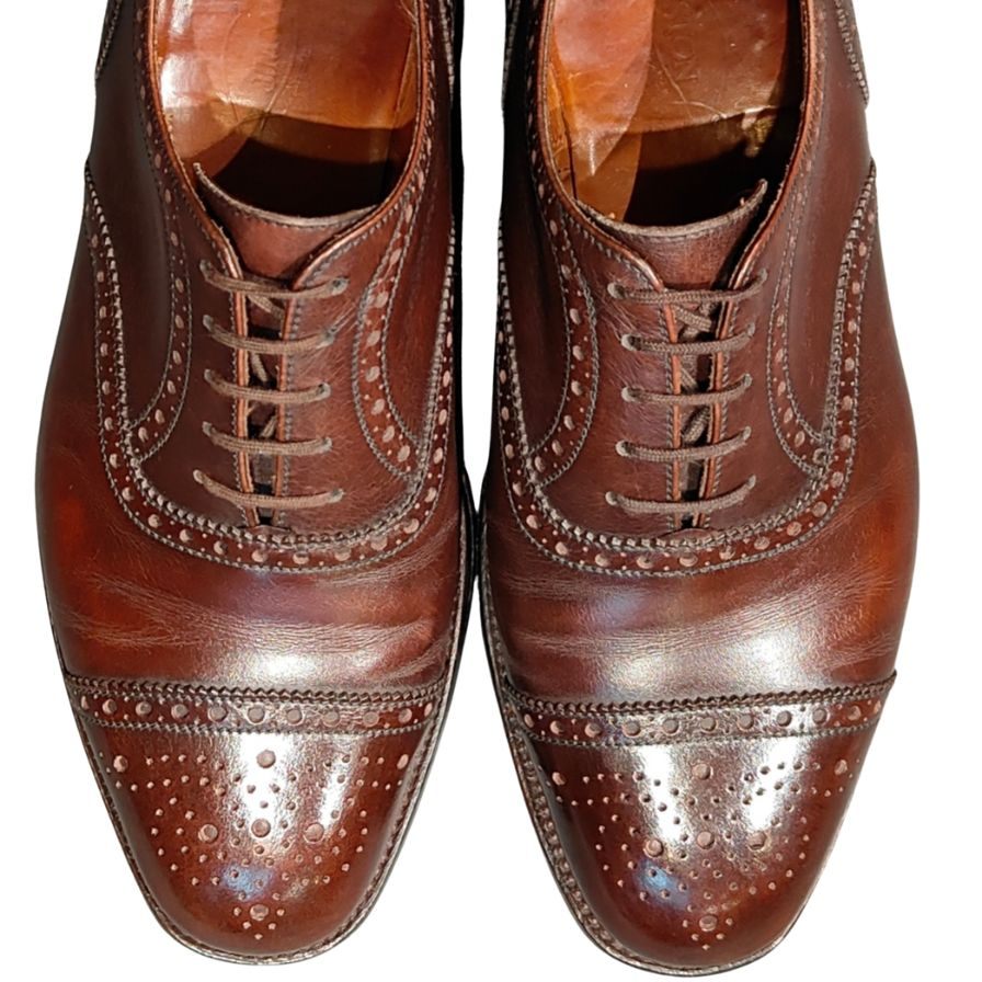 ジェイエムウエストン レザーシューズ セミブローグ 310 旧ロゴ ブラウン メンズ サイズUK5.5E J.M.WESTON ビジネスシューズ 約24.5cm【LA】【中古】