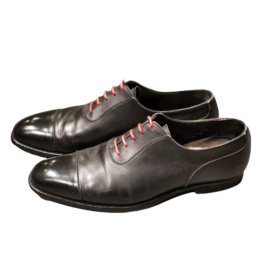 クロッケット&ジョーンズ レザーシューズ スタンフォード アデレード ブラック 紐カスタム赤 メンズ サイズUK6.5E CROCKETT&JONES ビジネスシューズ 約25.5cm【LA】【中古】