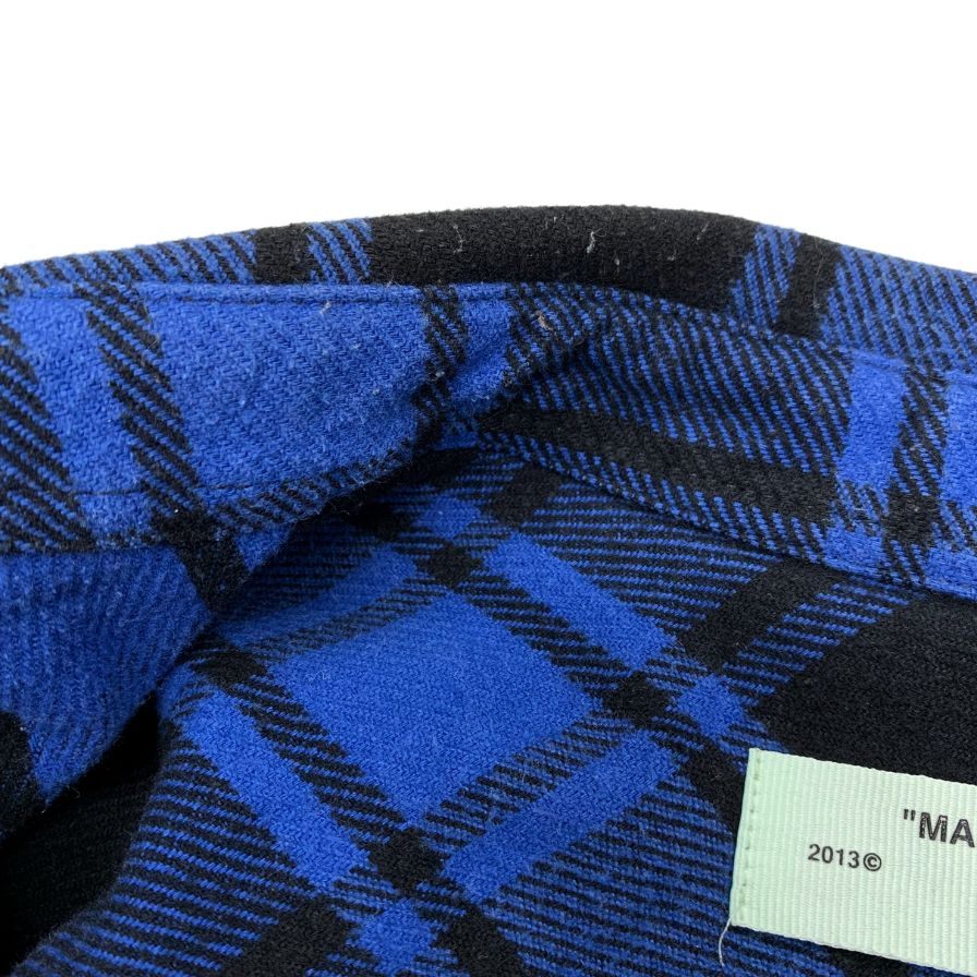 中古◆オフホワイト チェックフランネルシャツ 18AW OMGA060E18A27010 メンズ サイズXL ブルー OFFWHITE 【AFB15】