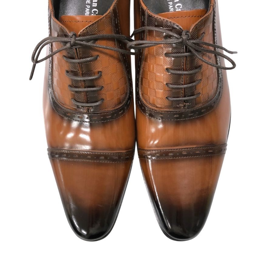 クリスチャンカラノ レザーシューズ レースアップ ストレートチップ プレーントゥ LV12 キャメル 25.5㎝ メンズ 革靴 日本製 撥水 ChristianCarano 約25.5cm【AFD9-2】