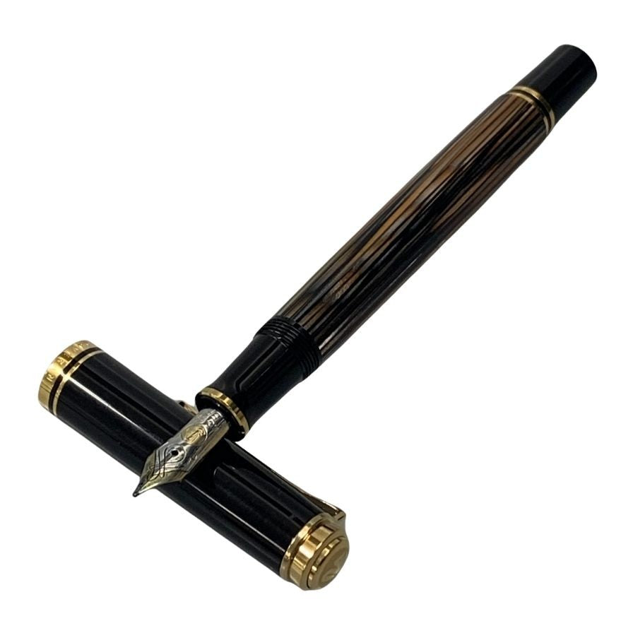 ペリカン 万年筆 スーベレーン M400 14C-585 EF刻印 茶縞 ストライプ Pelikan Souveran【AFI12】