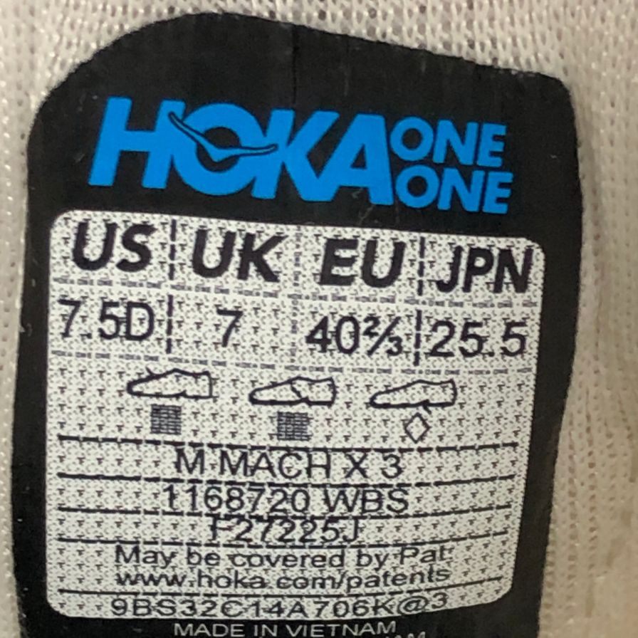 ホカオネオネ ランニングシューズ マッハ X3 ホワイト メンズ 25.5㎝ HOKA ONE ONE【AFC1】【中古】