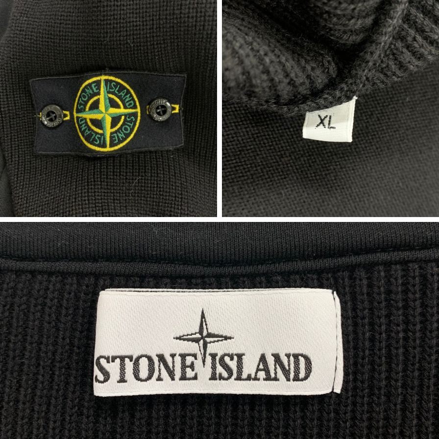 美品◆ストーンアイランド カーディガン タートルネック ブラック メンズ サイズXL 7815508D8 STONE ISLAND 【AFB35】