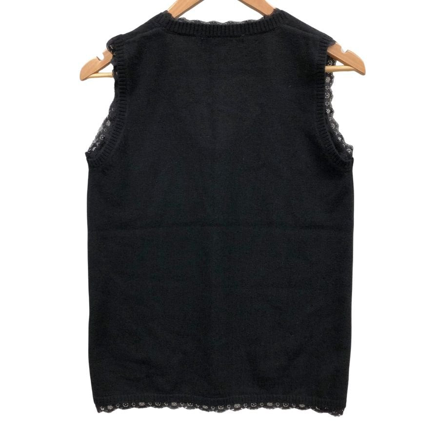 極美品◆ドルチェ&ガッバーナ ベスト レースあしらい カシミア レディース サイズS ブラック DOLCE&GABBANA 【AFB28】