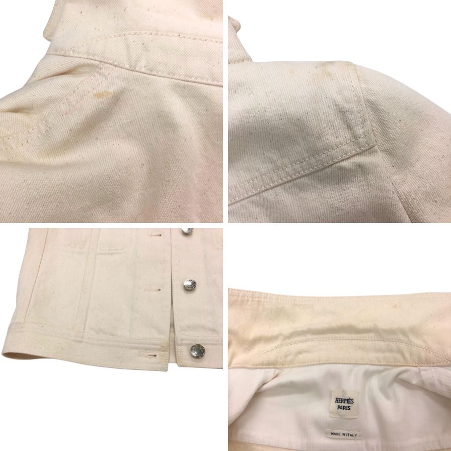 中古◆エルメス デニムジャケット セリエボタン ホワイト レディース サイズ34 HERMES 【AFB32】