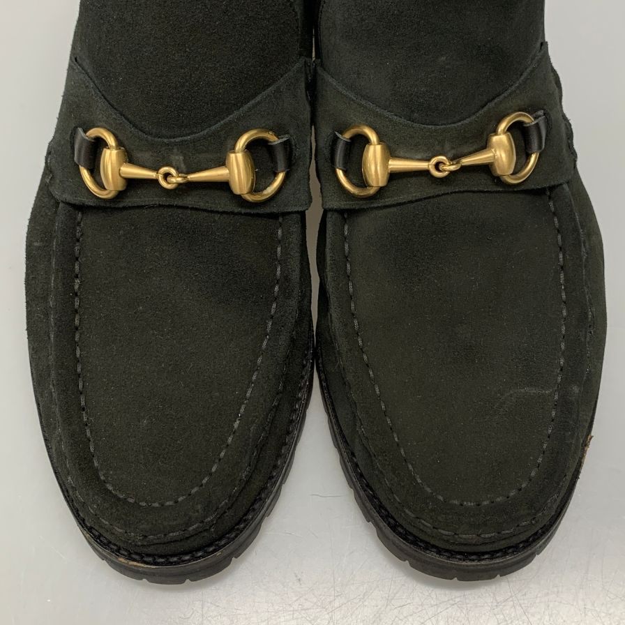 グッチ ビット ブーツ スエード ブラック UK9D メンズ イタリア製 GUCCI 約27.5cm【AFD12】