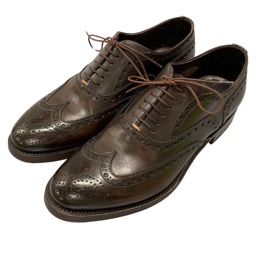 美品◆サントーニ レザーシューズ 8150 レースアップシューズ ウィングチップ ダークブラウン メンズ サイズ6F santoni【AFC46】