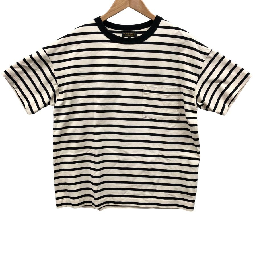 アボンタージ ビームスF別注 Tシャツ ボーダー ポケット ブラック メンズ サイズL A VONTADE BEAMS F【LA】