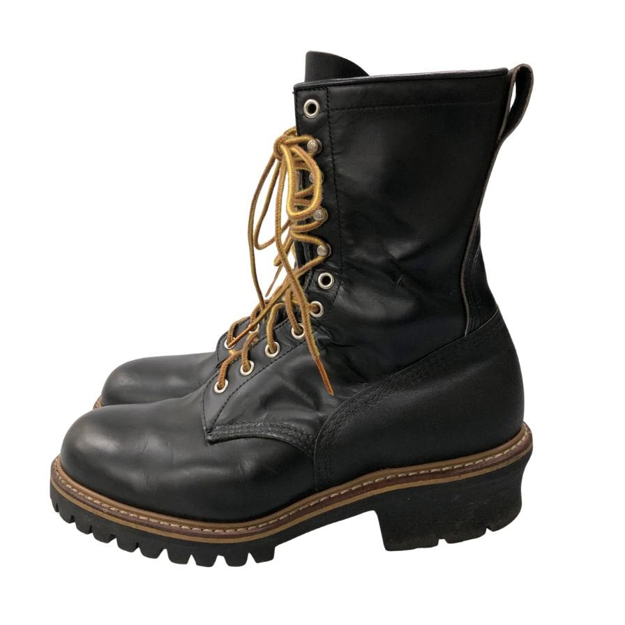 レッドウィング レザーシューズ ロガーブーツ メンズ 80年代 サイズ9 1/2 D ブラック REDWING 約27.0cm【AFC42】