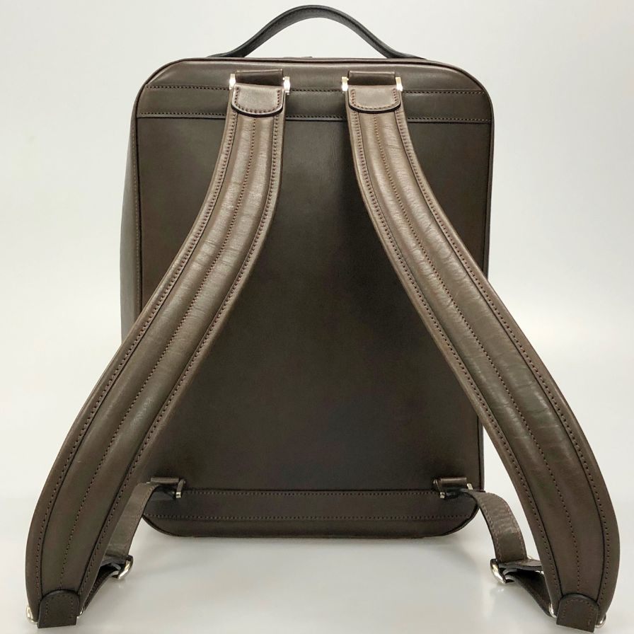 万双 レザーバッグ 双鞣和地 ビジネスリュック ダークブラウン MANSO【AFE6】