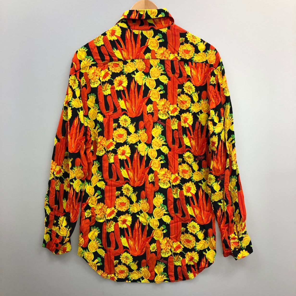 美品◆ロエベ×パウラズイビザ 長袖シャツ 総柄 レーヨン レディース サイズ34 LOEWE×Paulas Ibiza 【AFB27】