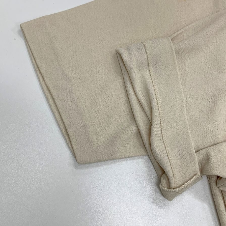 美品◆ロエベ 半袖Tシャツ ロゴ刺繍 ベージュ レディース サイズL LOEWE 【AFB28】