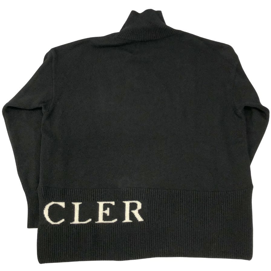 美品◆モンクレール ハイネックニット ロゴ刺繍 LUPETTO TRICOT ウール カシミヤ混 レディース サイズL ブラック Moncler 【AFB8】
