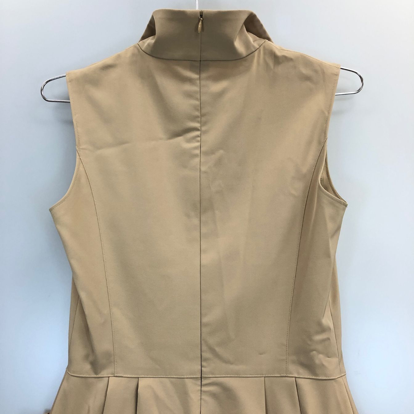 美品◆フォクシー ニューヨーク ワンピース 襟付 モダンギャルソン 膝丈 ポリエステル ストレッチ ベージュ レディース サイズ40 FOXEY NEW YORK 【AFB32】