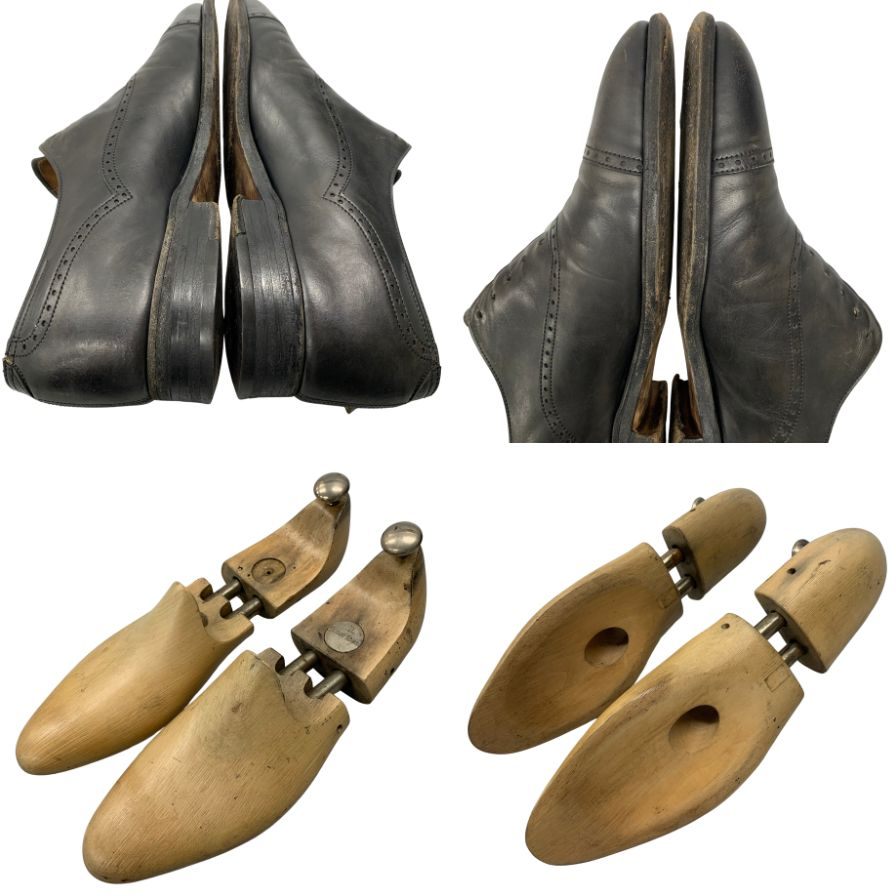 ジョンロブ レザーシューズ SEYMOUR パンチドキャップ メンズ ブラック サイズ8 JOHN LOBB 約26.5cm【AFC41】