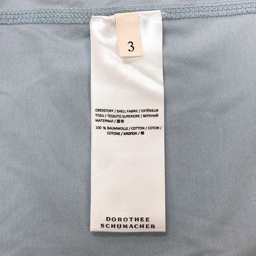 美品◆ドロシーシューマッハ ノースリーブカットソー プリント コットン タンクトップ ライトブルー レディース サイズ3 DOROTHEE SCHUMACHER 【AFB18】