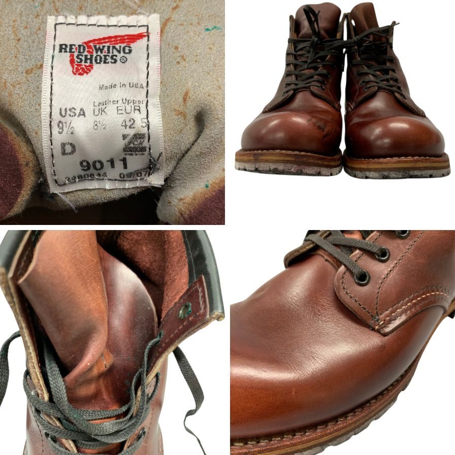 レッドウィング ブーツ 9011 ベックマン プレーントゥ メンズ サイズ9.5D ブラックチェリー REDWING 約27.5cm【AFD5】