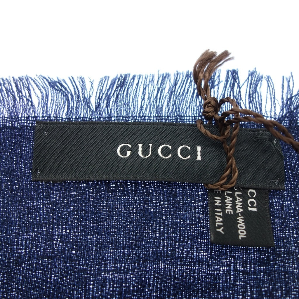 新品同様◆グッチ マフラー GG柄 シェリーライン ウール ネイビー系 GUCCI【AFI23】