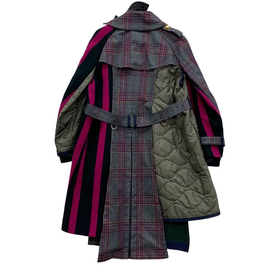 極美品◆サカイ 18年製 異素材ドッキングロングコート レディース サイズ1 18-04154 マルチカラー sacai 【AFA19】