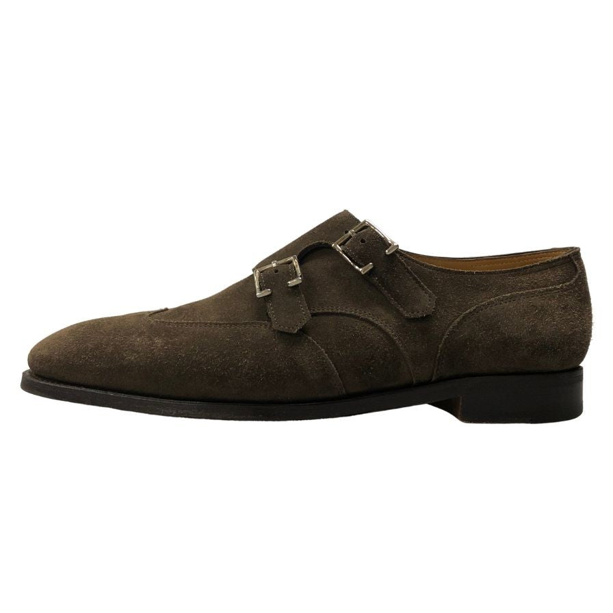 ジョンロブ エンバー ダブルモンク スエード 7000ラスト ブラウン メンズ サイズ6E John Lobb ビジネスシューズ 約24.5cm【LA】【中古】