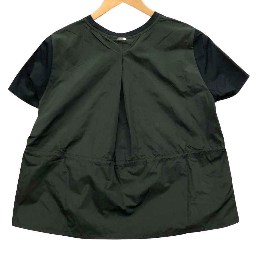 新品同様◆ヘルノ Tシャツ 切替し ナイロン ブラック レディース サイズ40 HERNO 【AFB25】