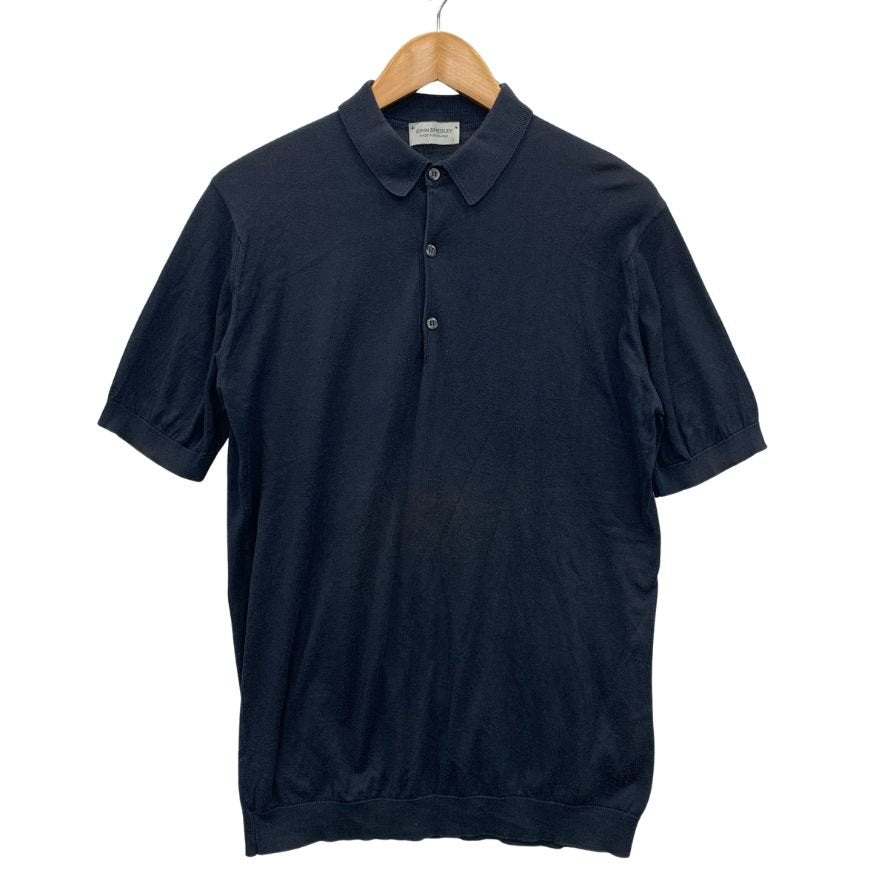 中古◆ジョンスメドレー 半袖ニットポロ ネイビー メンズ サイズL JOHN SMEDLEY 【AFB29】