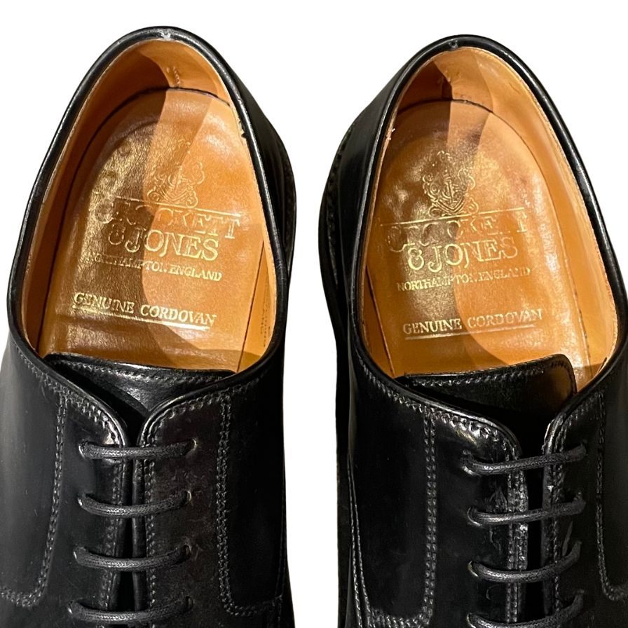 クロケット&ジョーンズ レザーシューズ グラスメア プレーントゥ コードバン ブラック メンズ サイズUK7E CROCKETT&JONES ビジネスシューズ 約26.0cm【LA】【中古】