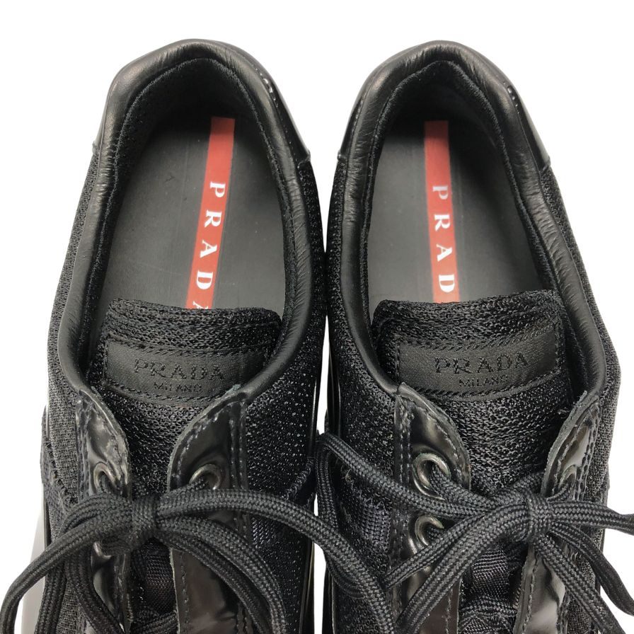 プラダ スポーツ スニーカー 3252 エナメル レディーズ サイズ25 ブラック PRADA 約25.0cm【AFD3】