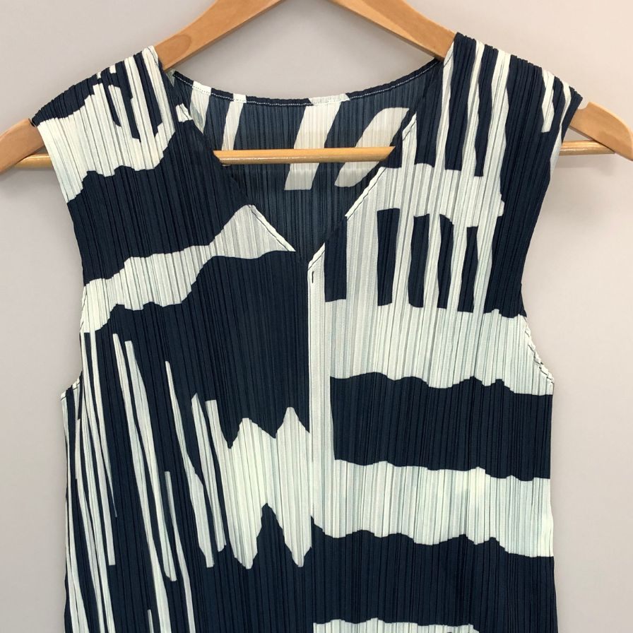 極美品◆プリーツプリーズ REFRACTION ノースリーブワンピース 総柄 サイズ4 レディース PP51JH706 PLEATS PLEASE ISSEY MIYAKE 【AFB41】